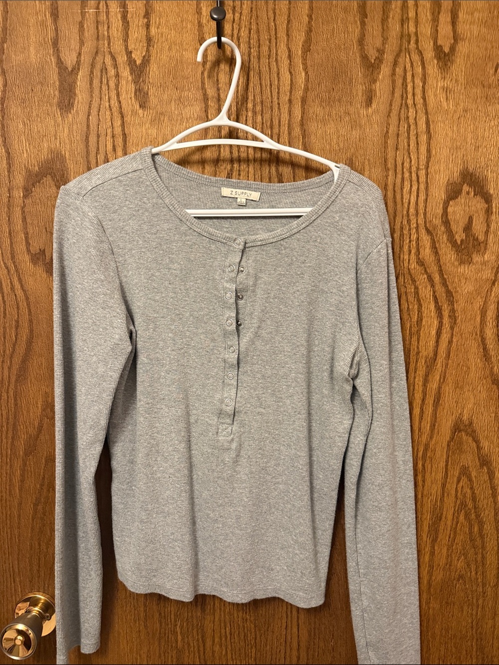 Z Supply Heather Gray Long-Sleeve Henley Top